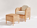 Fauteuil de jardin - Rotin-Textile-Bois - 78 x 74 x 83 cm - Naturel-Écru - Style bohème