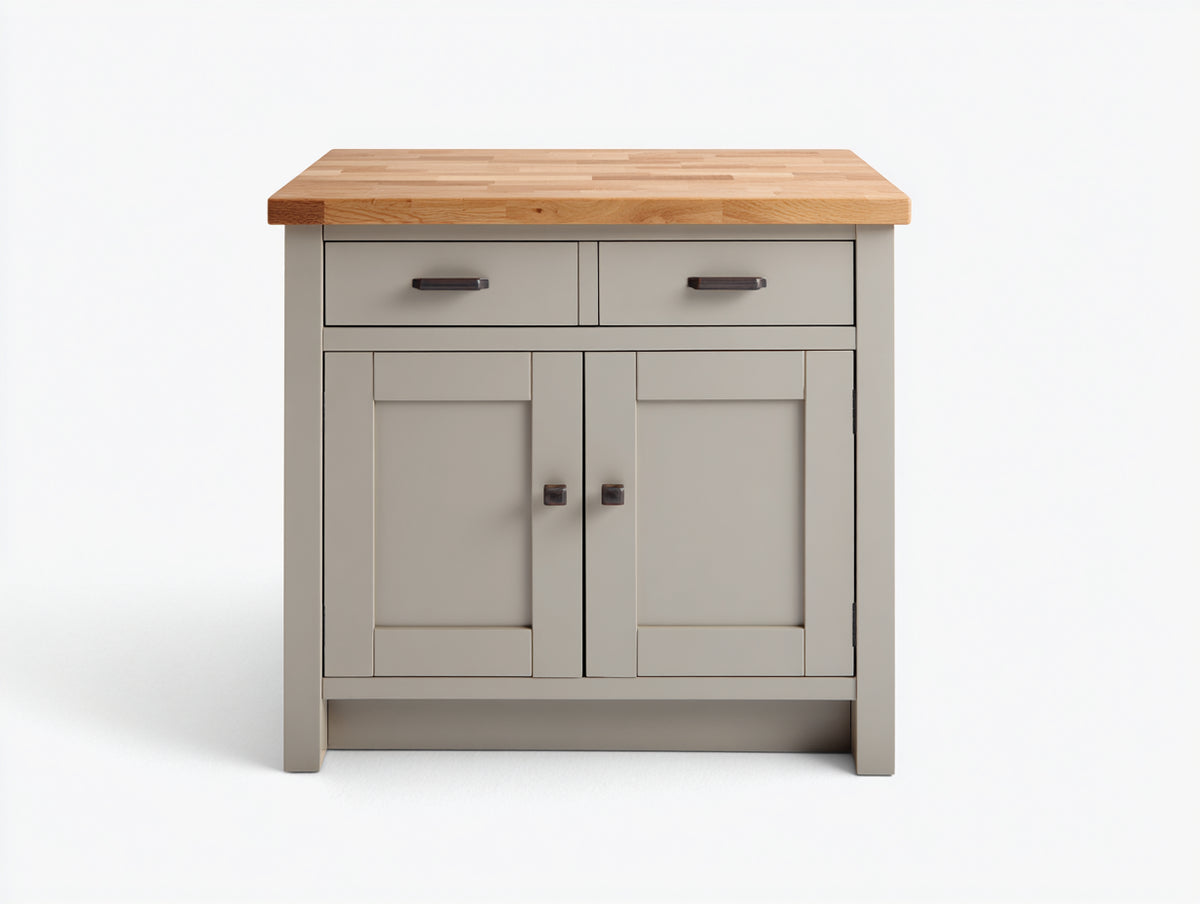 Buffet - Panneaux de bois - 90x45x90 cm - Gris taupe-Bois naturel - Style moderne