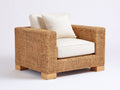 Fauteuil de jardin - Fibre tressée-Textile-Bois - 91 x 86 x 77 cm - Naturel-Écru - Style contemporain