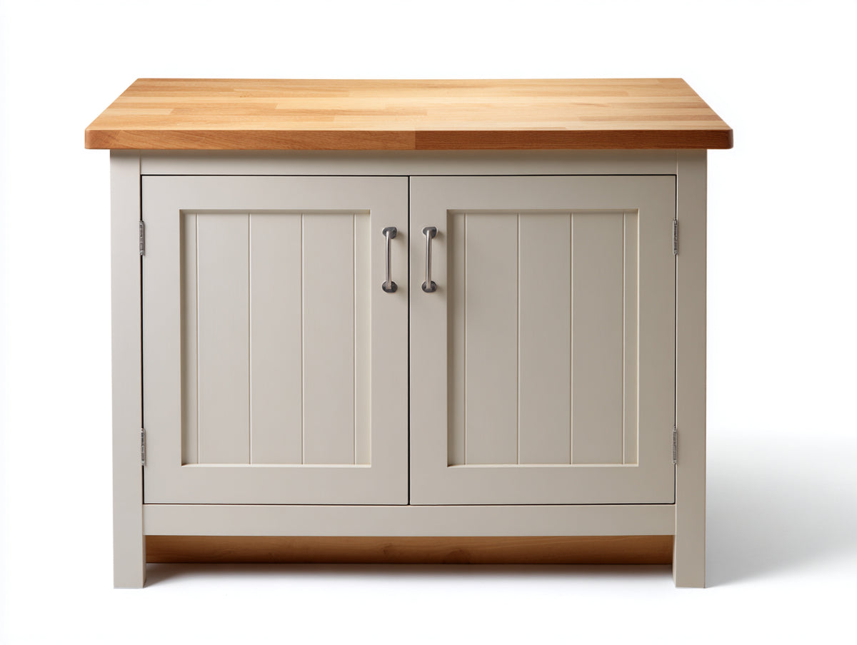 Buffet - Panneaux de bois - 100x45x90 cm - Grège-Bois naturel - Style campagne moderne