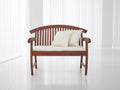 Banc de jardin - Bois-Textile - 125x58x88 cm - Brun-Crème - Style classique à dossier cintré