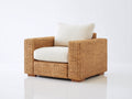 Fauteuil de jardin - Fibre tressée-Textile-Bois - 90 x 86 x 78 cm - Naturel-Écru - Style contemporain