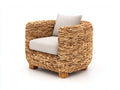 Fauteuil de jardin - Fibre tressée-Textile-Bois - 84 x 80 x 76 cm - Naturel-Beige - Style bohème