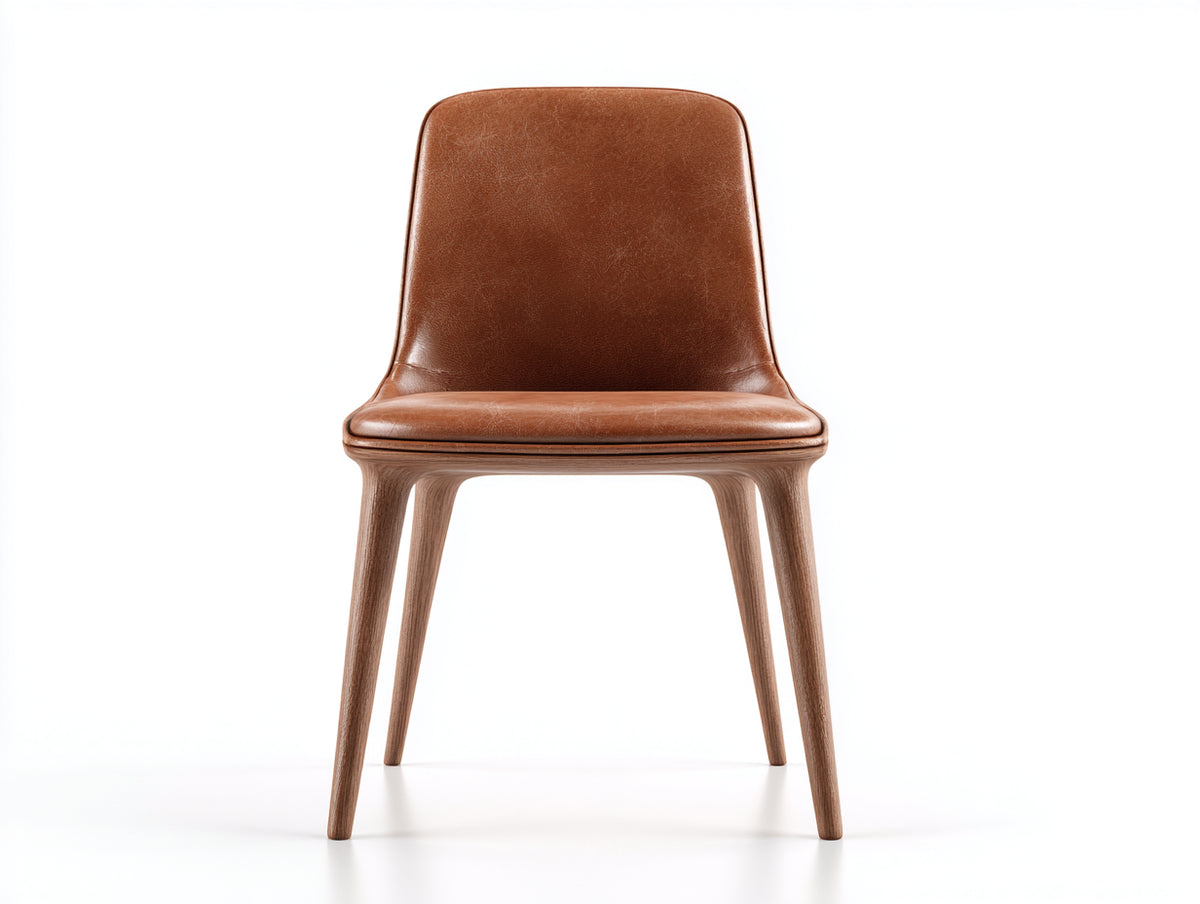 Chaise de salle à manger - Similicuir-Bois - 47x55x84 cm - Cognac-Bois brun - Design contemporain