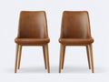Chaise de salle à manger - similicuir - bois - 49 x 57 x 86 cm - marron cognac - style moderne