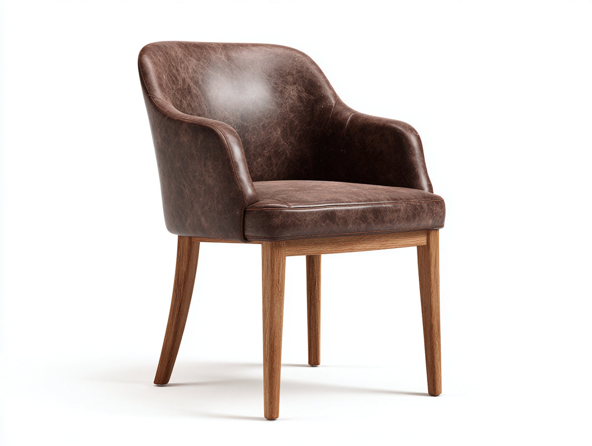 Chaise de salle à manger - similicuir - bois - 59 x 61 x 84 cm - marron foncé - style vintage