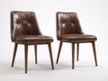 Chaise de salle à manger - similicuir - bois - 54 x 60 x 86 cm - marron - style rétro