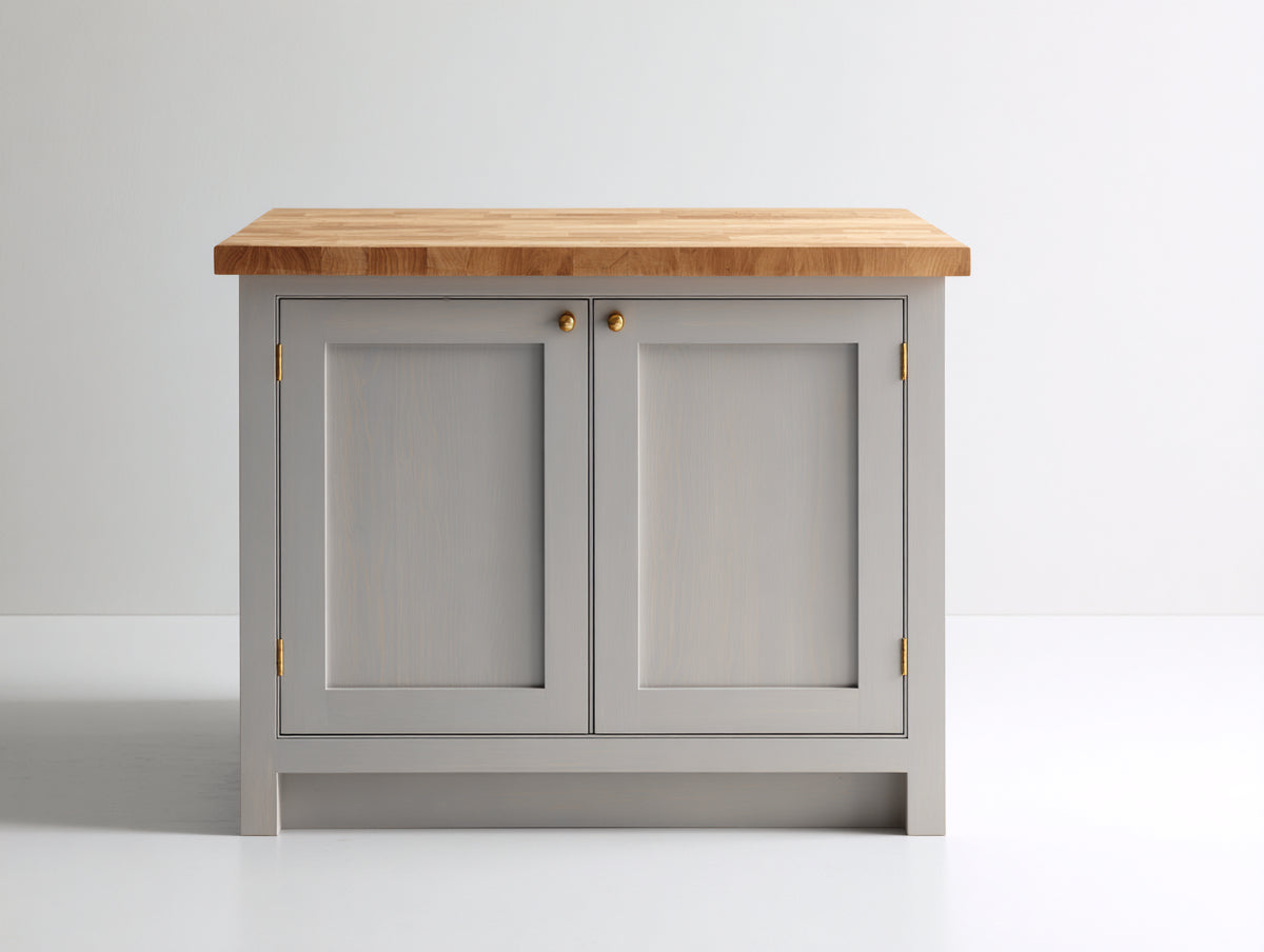 Buffet - Panneaux de bois - 95x45x90 cm - Gris clair-Bois naturel - Style classique moderne