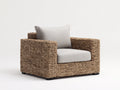 Fauteuil de jardin - Fibre synthétique tressée-Textile-Métal - 93 x 87 x 78 cm - Naturel-Gris clair-Noir - Style organique contemporain