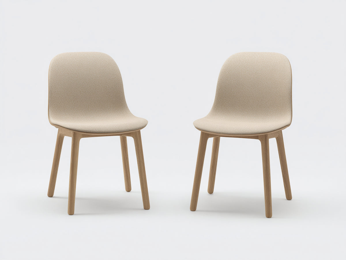 Chaise de salle à manger - Tissu-Bois - 49x53x83 cm - Beige-Bois naturel - Style scandinave