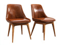 Chaise de salle à manger - Similicuir-Bois - 52x57x84 cm - Cognac-Bois brun - Style vintage