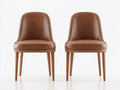 Chaise de salle à manger - similicuir - bois - 50 x 56 x 85 cm - marron clair - style contemporain