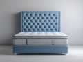 Lit double-Similicuir-215x170x135 cm-Bleu clair-Classique contemporain