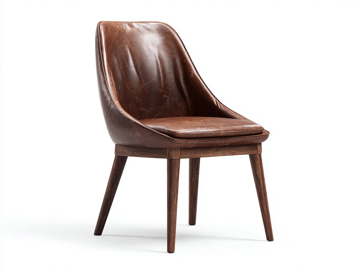 Chaise de salle à manger - similicuir - bois - 53 x 60 x 87 cm - marron foncé - style vintage