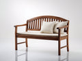 Banc de jardin - Bois-Textile - 135x60x90 cm - Brun-Beige - Style classique à dossier cintré