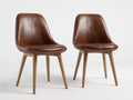 Chaise de salle à manger - similicuir - bois - 52 x 57 x 84 cm - marron - style vintage