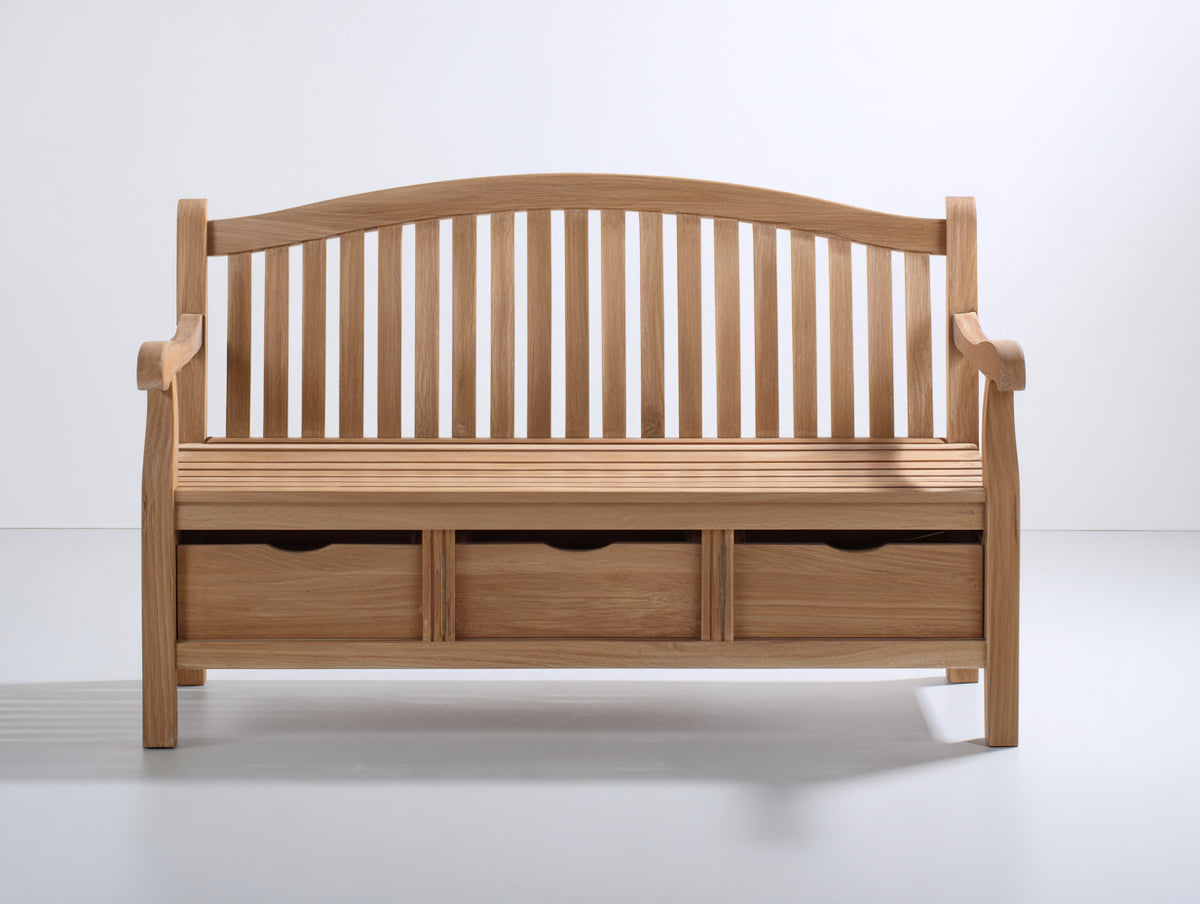 Banc de jardin - Bois - 150x62x95 cm - Bois naturel - Style classique avec rangement intégré