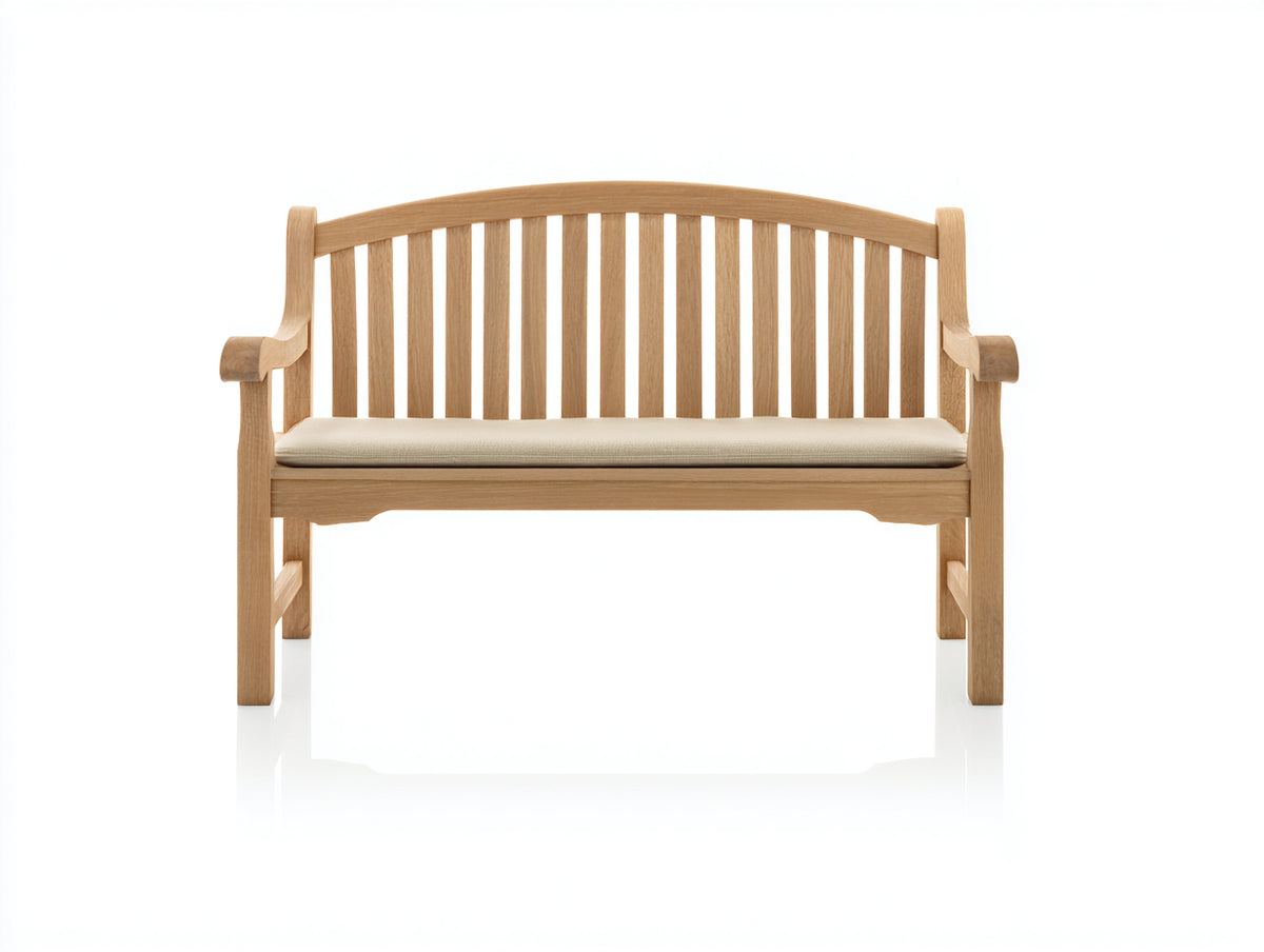 Banc de jardin - Bois-Textile - 120x60x90 cm - Bois naturel-Beige - Style classique à dossier courbé