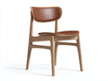 Chaise de salle à manger - Similicuir-Bois - 50x54x81 cm - Cognac-Bois naturel - Style scandinave