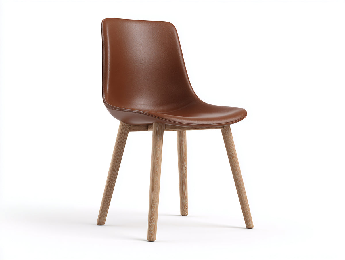 Chaise de salle à manger - Similicuir-Bois - 48x54x83 cm - Marron-Bois naturel - Design moderne