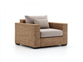 Fauteuil de jardin - Fibre synthétique tressée-Textile-Métal - 92 x 86 x 77 cm - Naturel-Beige-Noir - Style contemporain