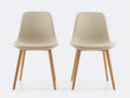 Chaise de salle à manger - Similicuir-Bois - 48x53x84 cm - Beige-Bois naturel - Design scandinave