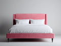Lit double-Velours-214x170x118 cm-Rose-Contemporain
