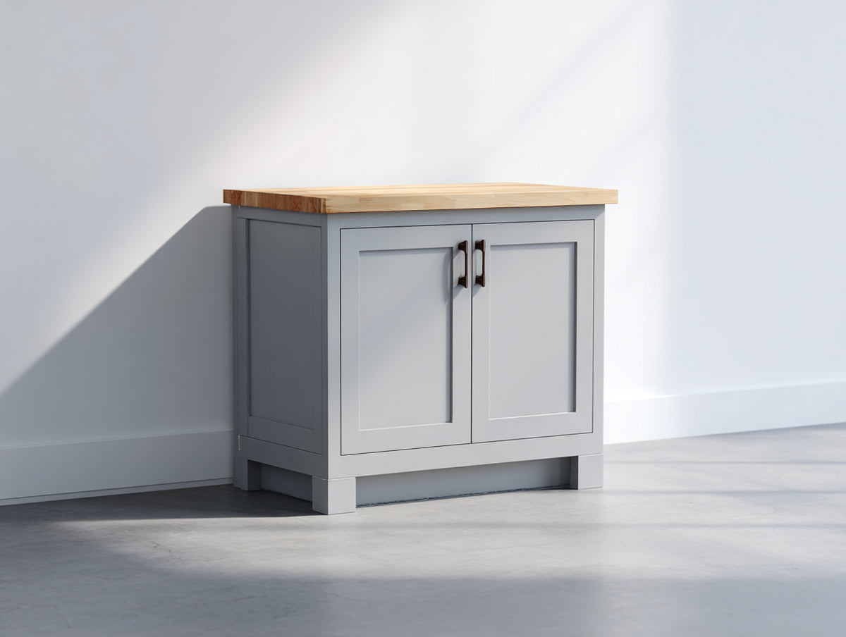 Buffet - Panneaux de bois - 90x45x85 cm - Gris clair-Bois naturel - Style contemporain