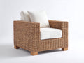 Fauteuil de jardin - Rotin-Textile-Bois - 90 x 85 x 78 cm - Naturel-Blanc cassé - Style rustique contemporain