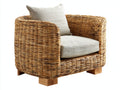 Fauteuil de jardin - Rotin-Textile-Bois - 88 x 84 x 78 cm - Naturel-Beige - Style rustique